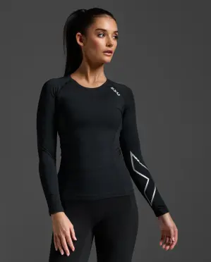 2XU Core Compression Langarm Schwarz/Silber Damen 