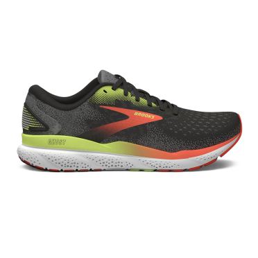 Brooks Ghost 16 hardloopschoenen zwart/manderin rood/groen heren 