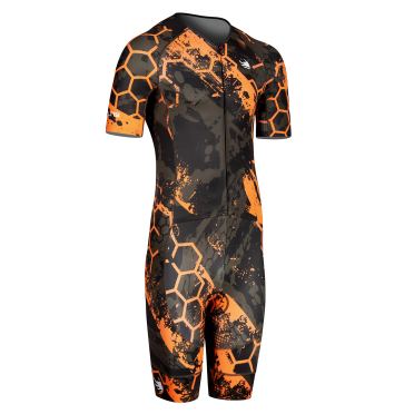 BTTLNS Typhon 2.0 HEXA trisuit korte mouw Artillery Green/Violent Orange heren 