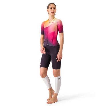 Castelli free sanremo 3 suit short sleeve zwart oranje dames 