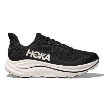 Hoka Clifton 10 hardloopschoenen Black/White WIDE Dames  