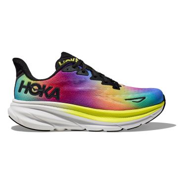 Hoka Clifton 9 hardloopschoenen zwart/regenboog dames 