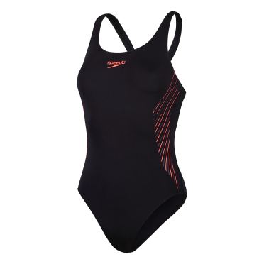 Speedo eco+ placem muscleback zwart/rood dames 