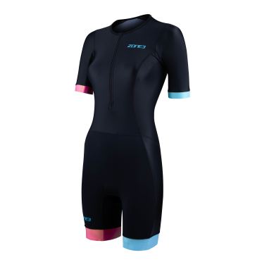 Zone3 Activate plus korte mouw trisuit zwart/neon dames 